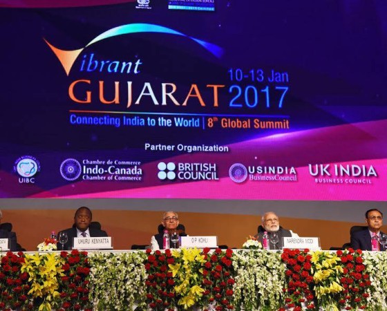 PM #narendramodi and other dignitaries at the inauguration ceremony of Vibrant Gujarat Global Summit 2017 at Mahatma Mandir, Gandhinagar